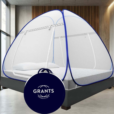 Grants Polyester Adults Washable Double bed 6x6 6.5x6.5 ft Mosquito Net(White, Tent)