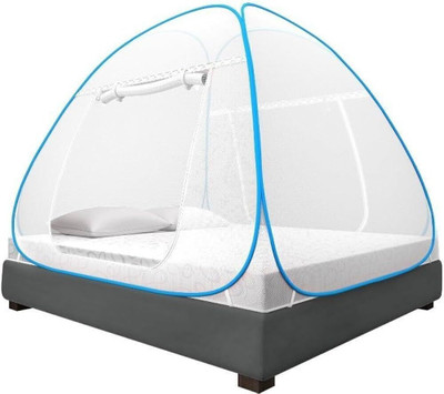 netbed Polyester Adults Washable Double Bed Washable Mosquito Net (Macchar Dani) Pack Of 1 Mosquito Net(Blue, Tent)