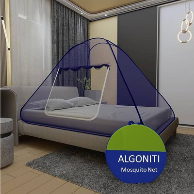 Algoniti Polyester Adults Washable Double Bed Mosquito Net Material Polyester Foldable Resistant Pack Of 1 Mosquito Net(Blue, Tent)