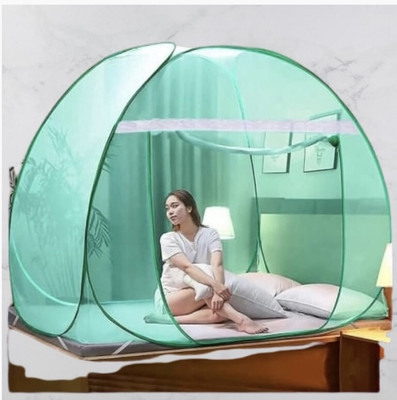 THENR Nylon Adults Washable mosquito net tent double bed , green 007 Mosquito Net(Green, Tent)