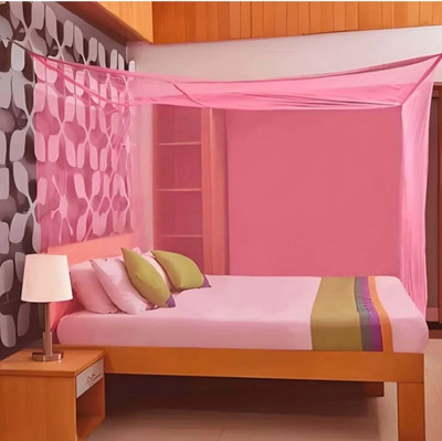 RN ENTERPRISE Polyester Adults Washable Hanging Mono Net (Size 6x7-ft) Mosquito Net(Pink, Bed Box)