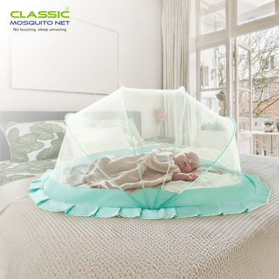 Classic Mosquito Net Polyester Kids Washable Bottomless Foldable for 0 to 24 Months Old Infants, Toddlers & Babies Mosquito Net(Ocean Green, Tent)