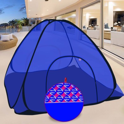 SILVER SHINE Polyester Adults Washable Extra Mosquito Protection King Size Foldable Multi color Machardani Mosquito Net(Blue, Tent)