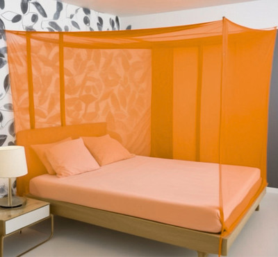 SH ENTERPRISE Polyester Adults Washable Single bed mosquito and insect protection net (6x7 feet) Mosquito Net(Orange, Tent)