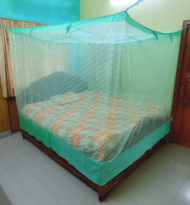 PRISMO Polyester Adults Washable Premium Self-design Mosquito Net(Green, Frame Hung)