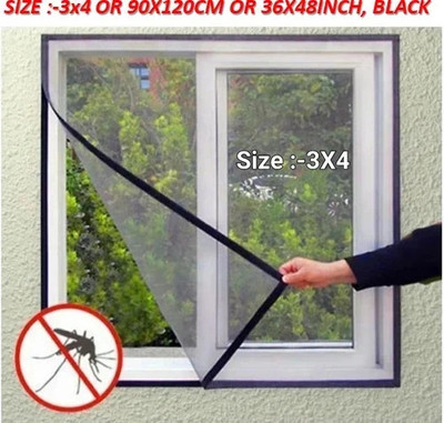 BLEMY HDPE - High Density Poly Ethylene Adults Washable WINDOW 3X4 BLACK Mosquito Net(Black, Frame Hung)