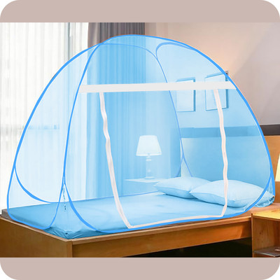 AD-RML Polyester Adults Washable / Full Color Foldable Net With Ventilation / Best Visibility & Free Saviours / Mosquito Net(Full Blue, Tent)