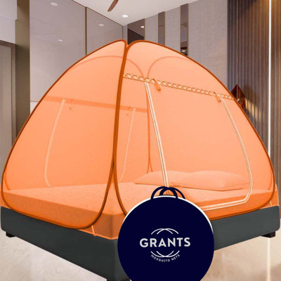 Grants Polyester Adults Washable Double bed 6x6 6.5x6.5 ft Mosquito Net(Orange, Tent)