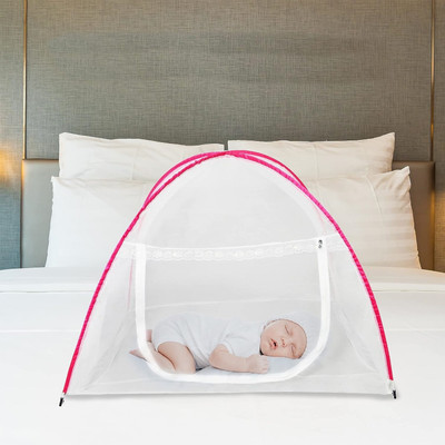 Classic Mosquito Net Polyester Kids Washable for baby Safe & Easy Use 121cmX76cmX91cm (0 to 24 Months) Mosquito Net(Pink, Tent)