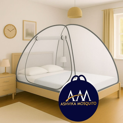 Ashvika mosquitoNet Polyester Adults Washable Double and King size bed 6x6 6.5x6.5 7x7 ft Mosquito Net(White, Tent)