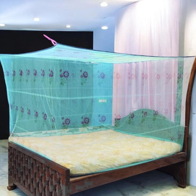 Mosari IMR GreenDouble Bed Mosquito Net pack of 1,Tent_118 HDPE - High Density Poly Ethylene Washable Adults Mosquito Net(Green, Bed Box)