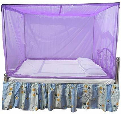 Raghav Traders Polyester Adults Washable Purple Mosquito Net for Single Bed/Double Bed, 6x6 Insect Protection Net for Living Room/Campaign/Bedroom Mosquito Net(Purple, Tent)