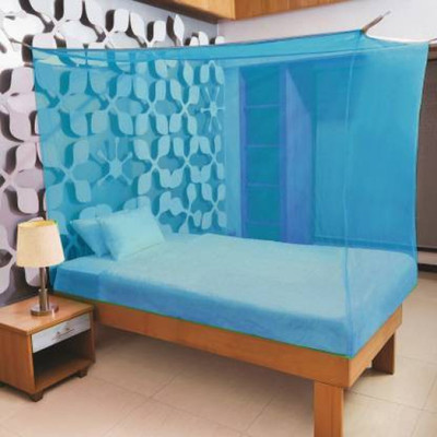 AmazeMe Polyester Adults Washable 4x6 Feet Blue Color for Single Size Bed Mosquito Net(Blue, Bed Box)