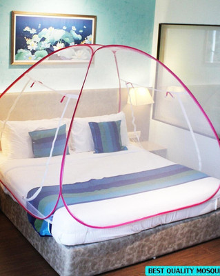 geutejj Polyester Adults Washable mosquito net0.39 Mosquito Net(White, Blue, Bed Box)