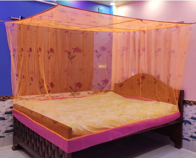 JK TEXTILE Fibre Adults Washable 334 Mosquito Net(Orange, Bed Box)