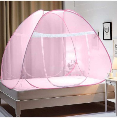 SunHeart Hubs HDPE - High Density Poly Ethylene Adults Washable Foldable Mosquito Net Flexible for Double Bed,King Size Bed, Queen Size Bed Mosquito Net(Pink, Tent)