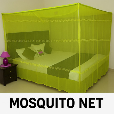 Parbhez Handloom Polyester Adults Washable 6x7feet Mosquito Nets Mosquito Net(Green, Bed Box)