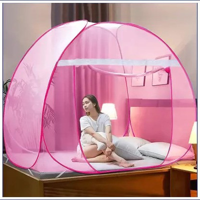 LeoMates Cotton Adults Washable Double Bed/King Size Bed/Machardani Tent Mosquito Net(Pink, Tent)