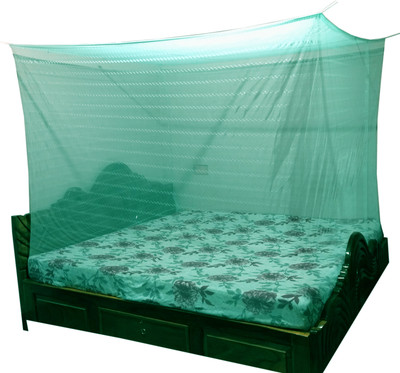 Mehon Craft Polyester Adults Washable Mosquito Polyester Fab Net (Size 7x7-ft) Mosquito Net(Sky Blue, Bed Box)