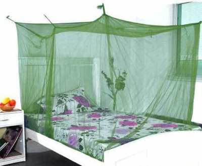 Divyanshi Cotton Adults Washable New Pure Poly cotton Machardani Mosquito net for Bed Size - 4x6.5 ft Mosquito Net(Olive Green, Bed Box)