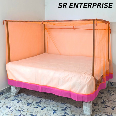 SR ENTERPRISE HDPE - High Density Poly Ethylene Adults Washable SR_MONO ORANGE_01 Mosquito Net(Orange, Bed Box)