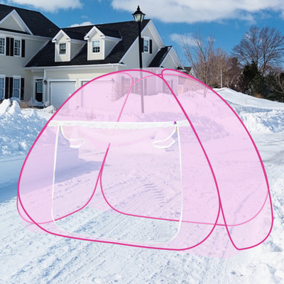 SILVER SHINE Polyester Adults Washable Foldable Polyester Multi Color Washable Single Bed Mosquito Net Mosquito Net(Pink-Pink, Tent)