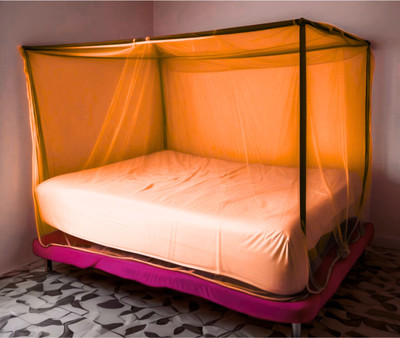 SH ENTERPRISE Polyester Adults Washable double bed mosquito and insect protection net (6x7 feet) without stand Mosquito Net(Orange, Tent)