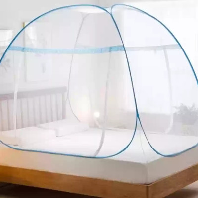Hitech HDPE - High Density Poly Ethylene Adults Washable Polyester Adults Washable MOSQUITO NET Mosquito Net(WHITE BLUE, Bed Box)