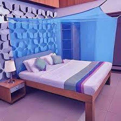 New Faimly Bazar Nylon Adults Washable Mosquito_Net 02 Mosquito Net(Blue, Frame Hung)