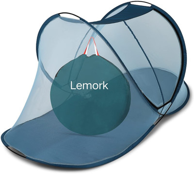 Lemork Polyester Adults Washable Foldable For Single Bed With Base Mosquito Net(Blue, Tent)