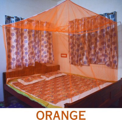RN ENTERPRISE Polyester Adults Washable Hanging Mono Net (Size 4X6-ft) Mosquito Net(Orange, Bed Box)