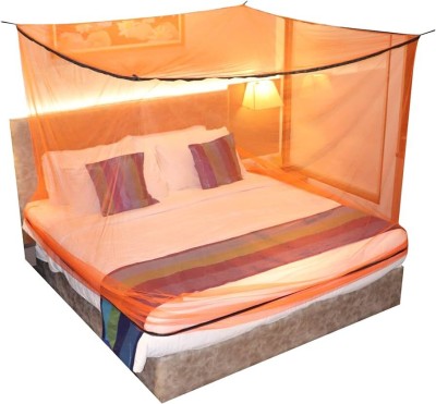VIBIFABRIC HDPE HDPE - High Density Poly Ethylene Adults Washable Single Bed 4 X 6 Feet Mosquito Net(Orange, Tent)