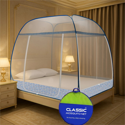 Classic Mosquito Net Polyester Adults Washable Supreme King Size Bed Mosquito Net(Blue, Tent)