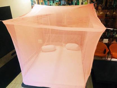 Iblay Polyester Adults Washable Single bed 4x6.5ft Mosquito Net(Peach, Bed Box)