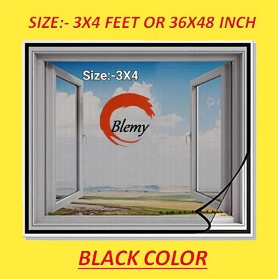 BLEMY HDPE - High Density Poly Ethylene Adults Washable 3X4 WINDOW NET-320F Mosquito Net(3X4 BLACK, Frame Hung)