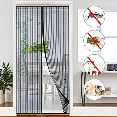 Aditya Polyester Adults Washable Auto-Closing Magnetic Door Mosquito Net_a66 Mosquito Net(Black, Frame Hung)