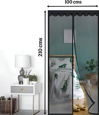 Twolight Polyester Adults Washable Auto-Closing Magnetic Door Mosquito Net(Black, Ceiling Hung)