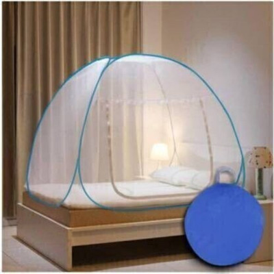 MARATHON Polyester Adults Washable Mosquito net, Polyester Foldable King size bed Mosquito Net(Blue, Tent)