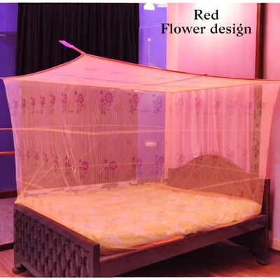 Mosari Polyester Adults Washable IMR RedDouble Bed Mosquito Net pack of 1,Tent_114 Mosquito Net(Red, Tent)