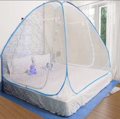 KHANJAN FASHION FAB Polyester Kids Washable BLUE mosquito net design machhardani 6 by 7 double bed mosquito net with chain Mosquito Net(Blue, skyblue, firozi, Sky blue, Navy Blue, Tent)