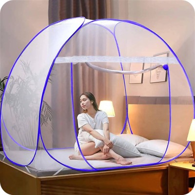 BronezoMart Polyester Adults Washable I Foldable King Size Bed with Free Saviour Mosquito Net(Purple, Tent)