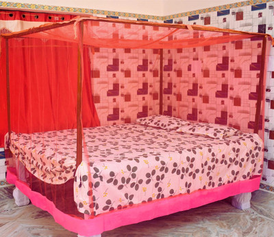 RN ENTERPRISE HDPE - High Density Poly Ethylene Adults Washable Premium Machardani for Double Bed Mosquito Net(Red, Bed Box)