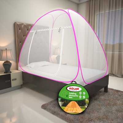 Kolar Polyester Adults Washable Single Bed Mosquito Net(Pink, Tent)