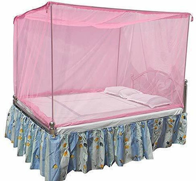 Iblay Cotton Adults Washable 10x6.5 FT Pink Mosquito NET for Double Bed Maharani Quality Material - Mosquito Net Machardani King Size Bed 10X6.5 Mosquito Net(Pink, Bed Box)