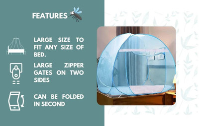 BELSODINE Polyester Adults Washable NEWMOSQUITO NETN167 H167 Mosquito Net(Sky Blue, Bed Box)