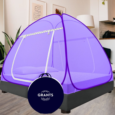 Grants Polyester Adults Washable Double bed 6x6 6.5x6.5 ft Mosquito Net(Purple, Tent)
