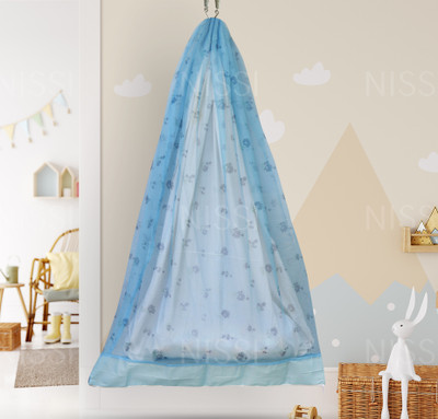 Nissi Cotton Infants Washable BABY NET Mosquito Net(Blue, Ceiling Hung)