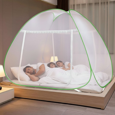 Evafly Mosquito net for Double Bed|King Size Bed Foldable Machhardani|6.5x6.5 feet Polyester Washable Adults Mosquito Net(Green, Tent)