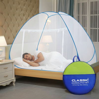 Classic Mosquito Net (LBH- 200*120*130 cms) Foldable for Single Bed Polyester Washable Adults Mosquito Net(White, Blue, Tent)