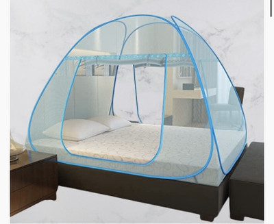 THENR Nylon Adults Washable SKY BLUE, DOUBLE BED TENT MOSQUITO NET 556 Mosquito Net(SKY BLUE, Tent)